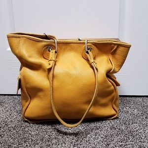 Vintage Orange Italian Leather Hobo Shoulder Bag